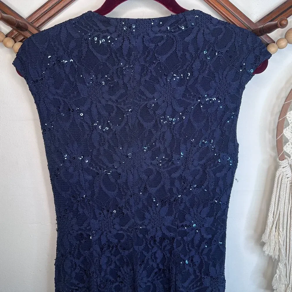 Lauren Ralph Lauren Navy Blue Sequin Sheath Dress